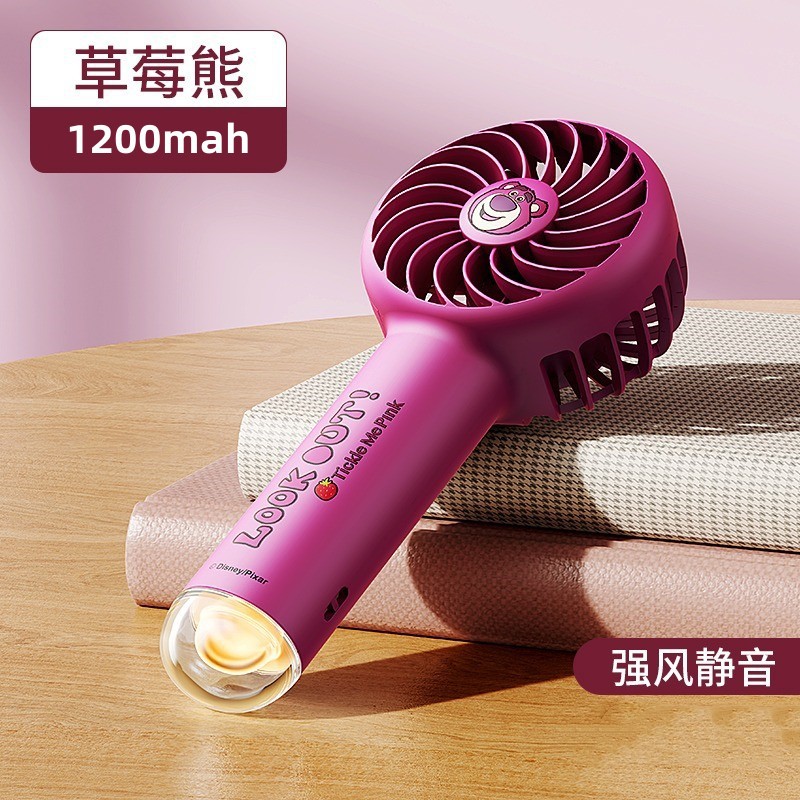 Disney Cute Mini Handheld Fan with led light, 1200mah Reachargeable battery ,portable indoor and outdoor use